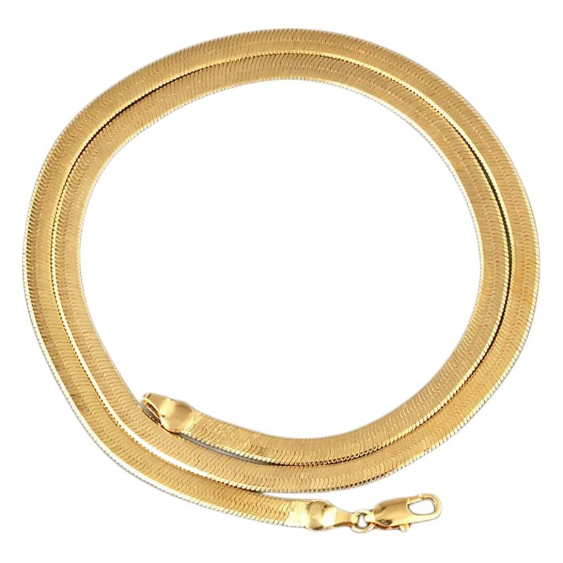 Cross-border e-commerce supply flat snake chain 18K gold-plated blade snake bone chain men's and women's retro necklace copper jewelry