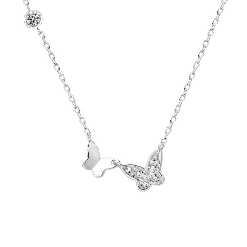 Aobao S999 pure silver light luxury butterfly necklace Mori gentle zircon clavicle chain gift for girlfriend New
