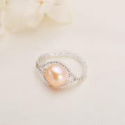 Pearl Jewelry White Pearl Women's Ring Niche Design Knitted Ring Index Finger