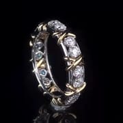 Cross-Border live broadcast net red new European and American two-color ring gold zircon inlay fashion temperament ring female manufacturers