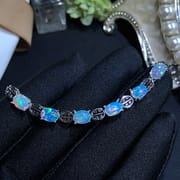 Natural opal bracelet wholesale 925 silver inlaid fashion round drill live for 5*7mm