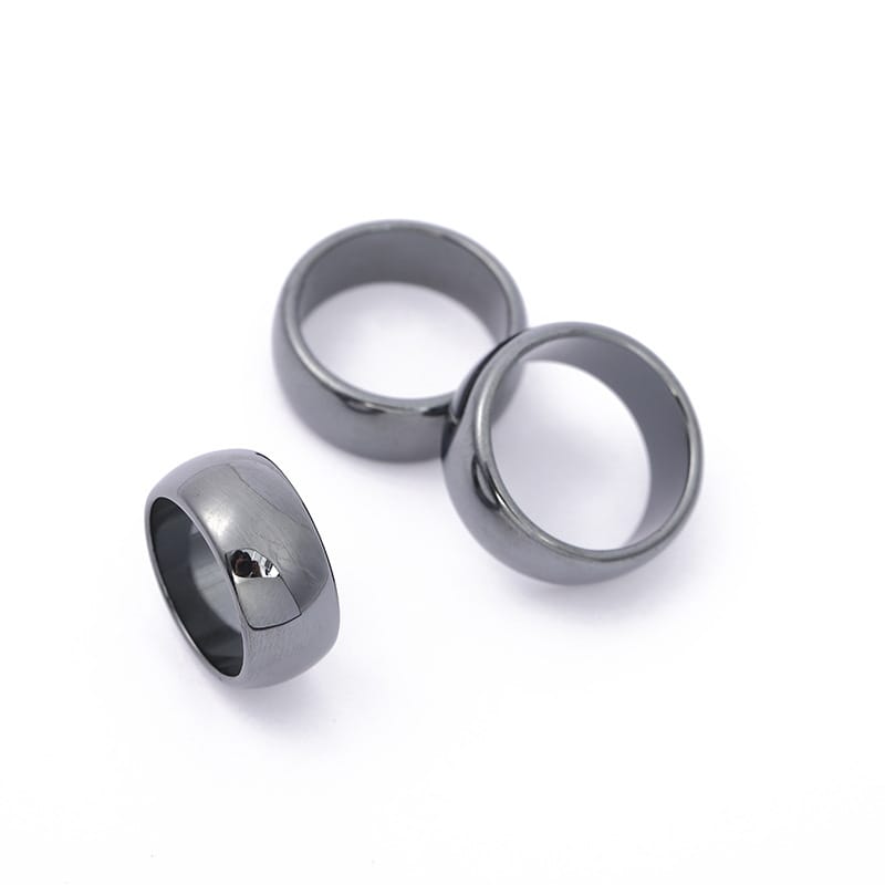 Amazon wish Cross-border Blackstone Ring Non-magnetic Arc Flat Ring Wide Ring European and American Simple Men's and Women's Ring