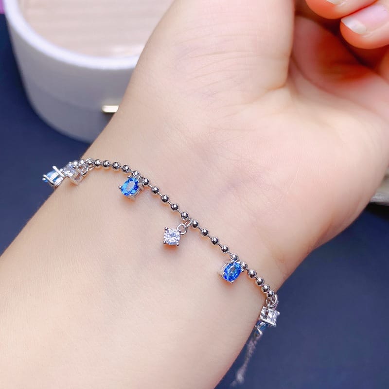 Natural Topaz bracelet luxury exquisite women's 925 silver inlaid lantopa beautiful colorful treasure wholesale