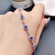 Women's bracelet simple fresh 925 silver inlaid natural sapphire style beautiful detection can be rechecked