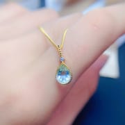Simple natural aquamarine pendant water droplets 5*7mm clavicle chain pendant wholesale exquisite first-hand goods