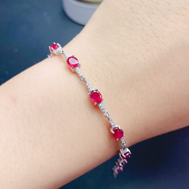 Ruby bracelet with burning style simple fresh 925 silver ladies overseas supply jewelry live supply