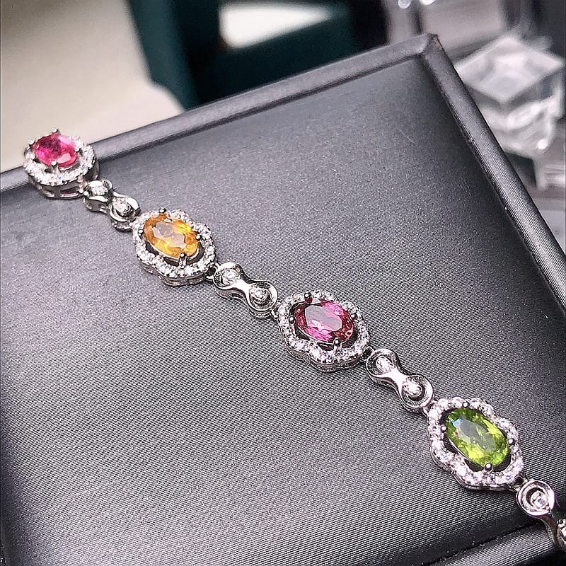 Natural tourmaline ladies Bracelet 925 silver inlaid tourmaline bracelet gift wholesale manufacturers do goods a generation of hair