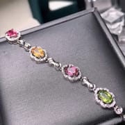 Natural tourmaline ladies Bracelet 925 silver inlaid tourmaline bracelet gift wholesale manufacturers do goods a generation of hair