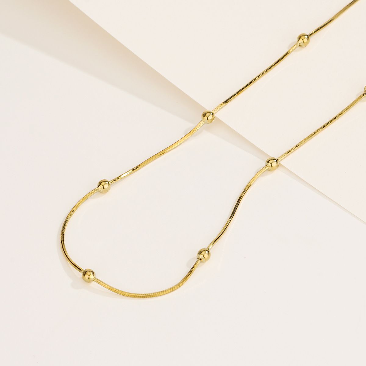 Cross-border Fashion S925 Sterling Silver Round Bead Snake Bone Chain Distinctive Simple Necklace Women's Stacked Short Clavicle Chain
