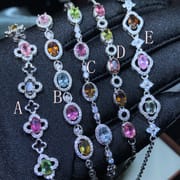Bracelet 925 Silver Inlaid Natural Tourmaline Bracelet Grain Candy Color