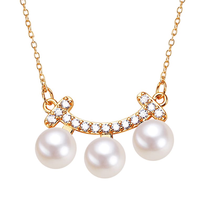 Pearl Jewelry Balance Beam Necklace Girly Temperament Freshwater Pearl Pendant Clavicle Chain Necklace Women