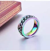 Cross-border Stainless Steel Jewelry Pressure Pattern Rotatable Chain Open Wine Bottle Titanium Steel Ring Men's Open Bottle Ring