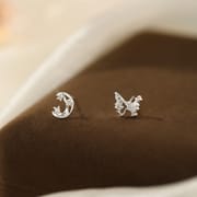Po S999 Foot Silver Niche Design Butterfly Moon Earrings Women's Sweet Han Feng Fresh Elegant Earrings for Hair