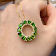 New fashion natural diopside pendant 3*4 Women's pendant necklace 925 silver wholesale Live supply