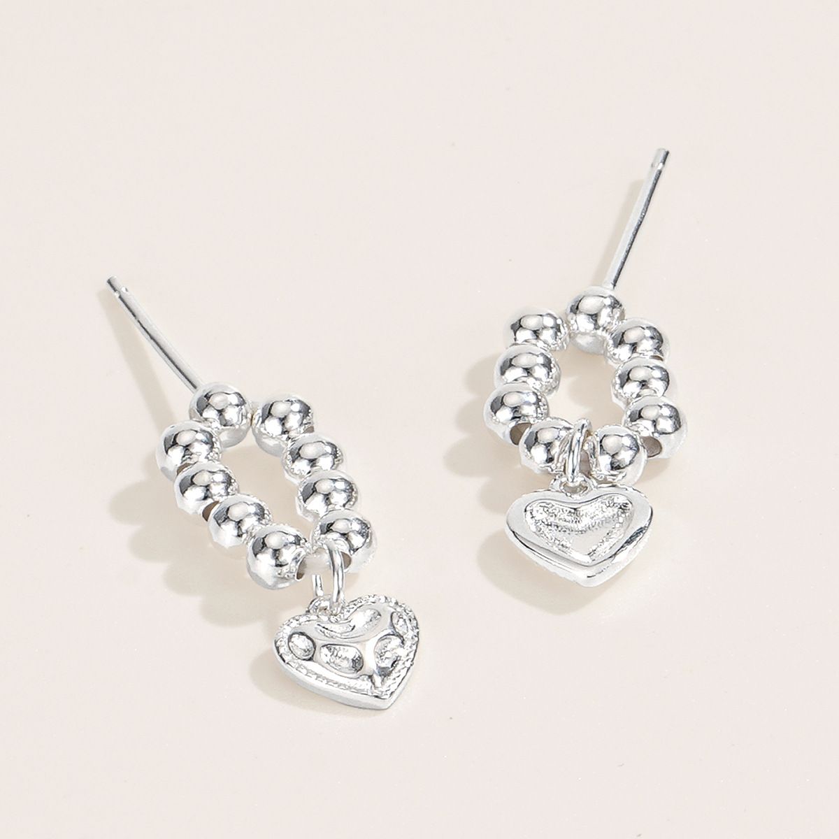 S925 Sterling Silver Niche Design Beaded Napping Love Earrings Simple High-end Earrings