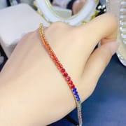Fresh colorful sapphire bracelet 925 silver natural colorful sapphire bracelet 3*3 Women's bracelet one-piece delivery
