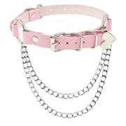 European and American Punk Gothic PU Leather Irregular Collar Necklace Distinctive Heart Love Chain Collarbone Necklace