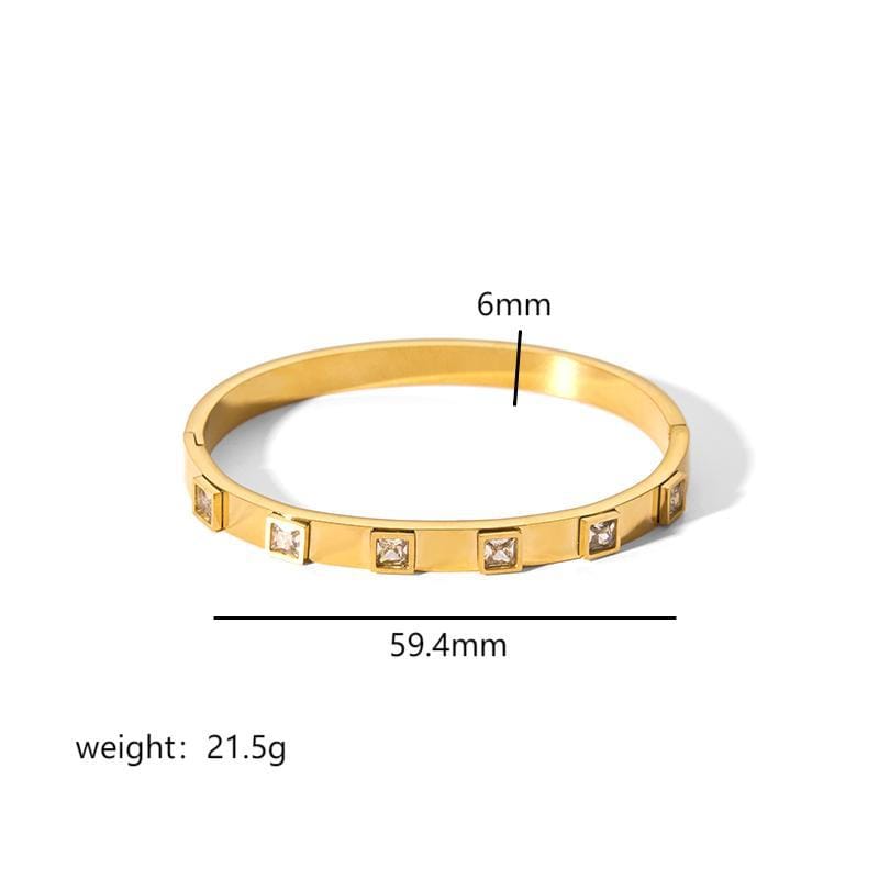 European and American-style light luxury bracelet six-pointed star buckle bracelet 18K gold stainless steel inlaid zirconium bracelet high-grade bracelet for women