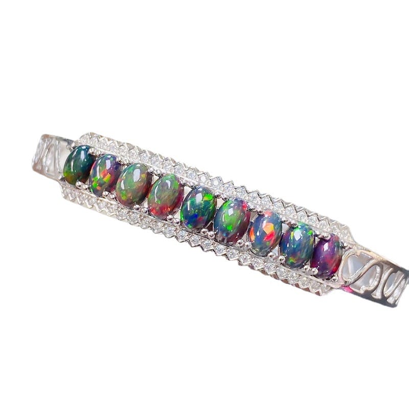 New on the new natural black opal bracelet 925 silver inlaid fire color good live tremolo supply wholesale