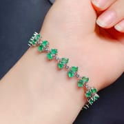 Emerald women's bracelet 925 silver inlaid natural emerald bracelet women's bracelet live supply wholesale