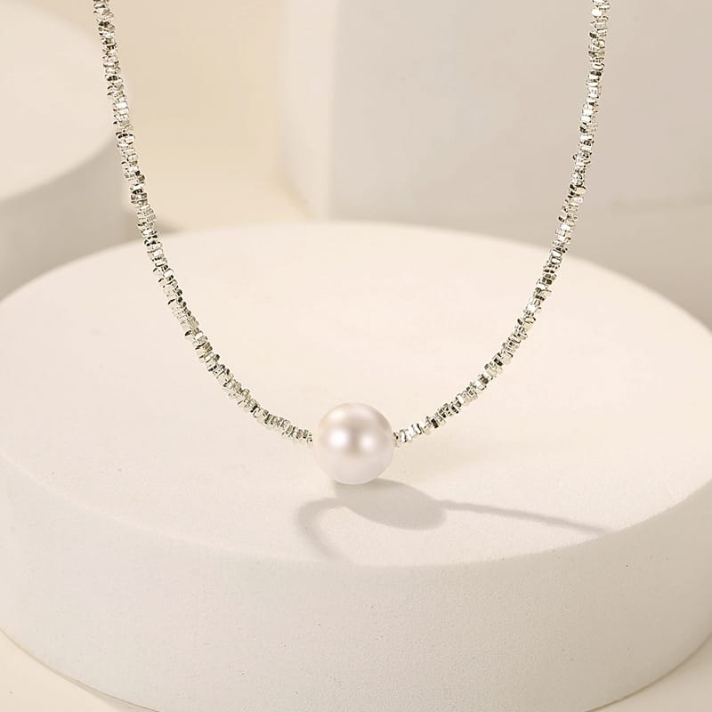 S925 Sterling Silver High-grade Broken Silver Several Two Pearl Necklace Irregular Cut Design Light Luxury Small Clavicle Women