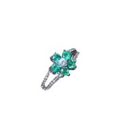 Natural Emerald Ring 925 Silver Inlaid Emerald Ladies Ring for Girlfriend Gift Support Identification