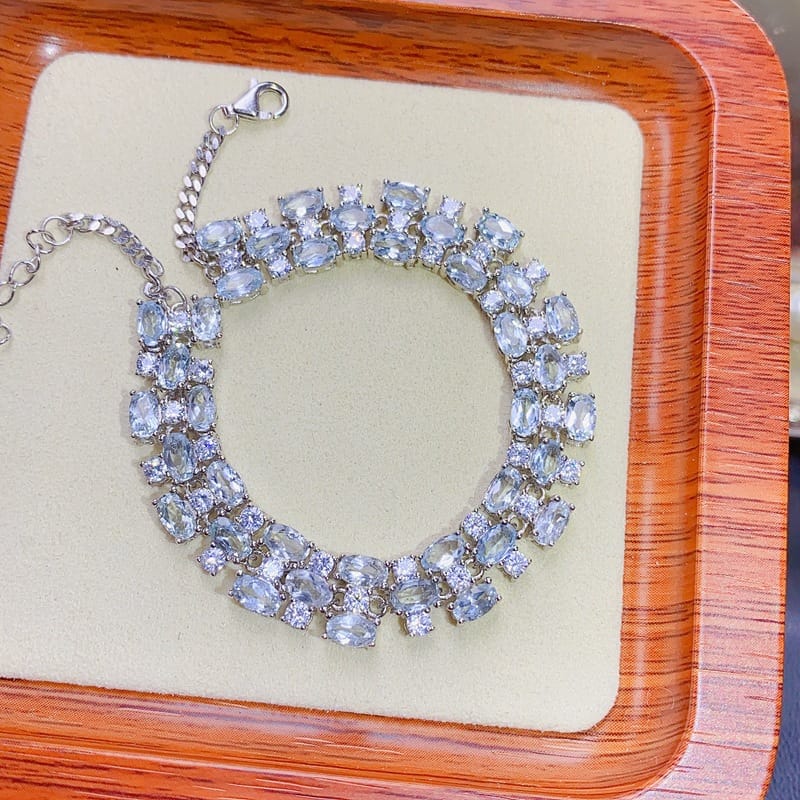 New on New Natural Aquamarine Bracelet 925 Silver Inlaid Gift Wholesale Main Stone 3.45 Jewelry Wholesale