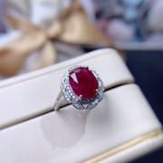Light luxury natural ruby 8*10mm ring live 925 silver fashion female ring trembles live