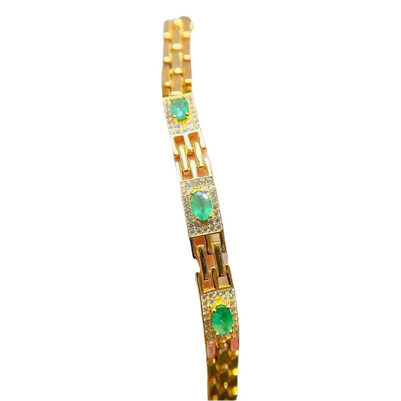 Fashion new simple natural emerald women's bracelet 925 silver color treasure wholesale gift for girlfriend
