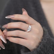 Po S999 Silver Plum Blossom Ring Artistic Retro Simple Gentle Small Fresh Unique Adjustable Hand Decoration