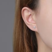 Po S999 Silver Sweet Cool Star Zircon Earrings Women's Cute Exquisite Earrings Small Distinctive Earrings for Hair