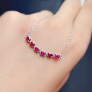 Fashion natural New burnt Ruby evening gift 925 silver inlaid ruby with Row Women's clavicle necklace wholesale