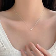 Po Factory 999 Sterling Silver Necklace Small Square Korean Simple Elegant Clavicle Chain Head Jewelry Factory Direct Supply