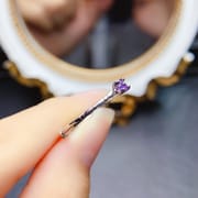 Factory wholesale explosions natural amethyst ring S925 silver inlaid with the main stone 3*3 selling Europe and the United States a generation of hair