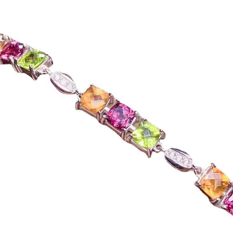 Fresh natural magnesium aluminum olivine citrine bracelet 925 silver inlaid women's one-piece delivery live broadcast supply