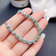 925 silver inlaid natural emerald bracelet with extended chain Women's bracelet TikTok supply wholesale