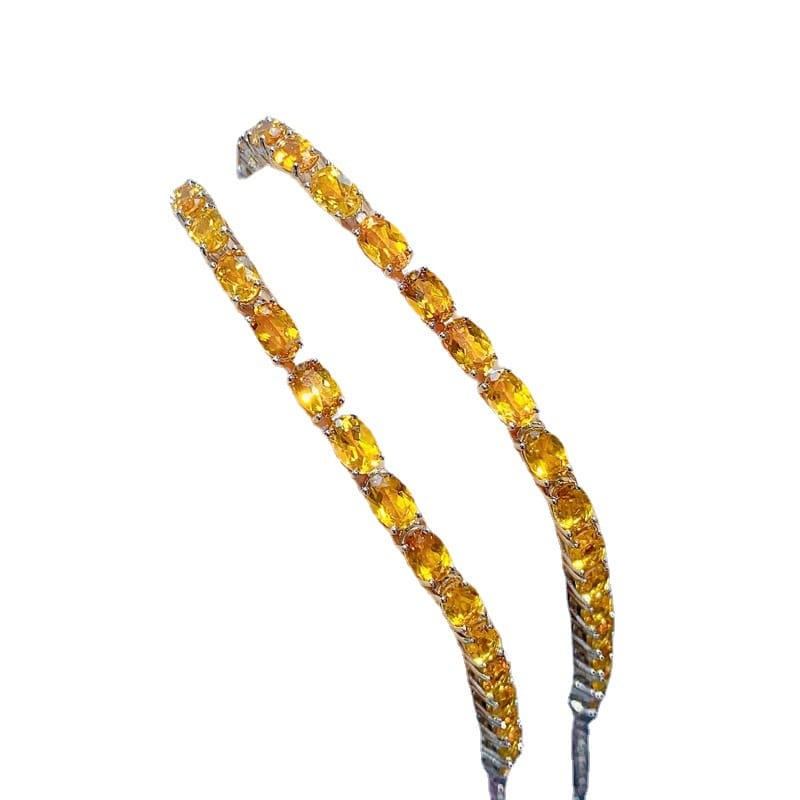Fresh and simple natural citrine bracelet 925 silver women's bracelet 4 * 6mm colorful treasure wholesale