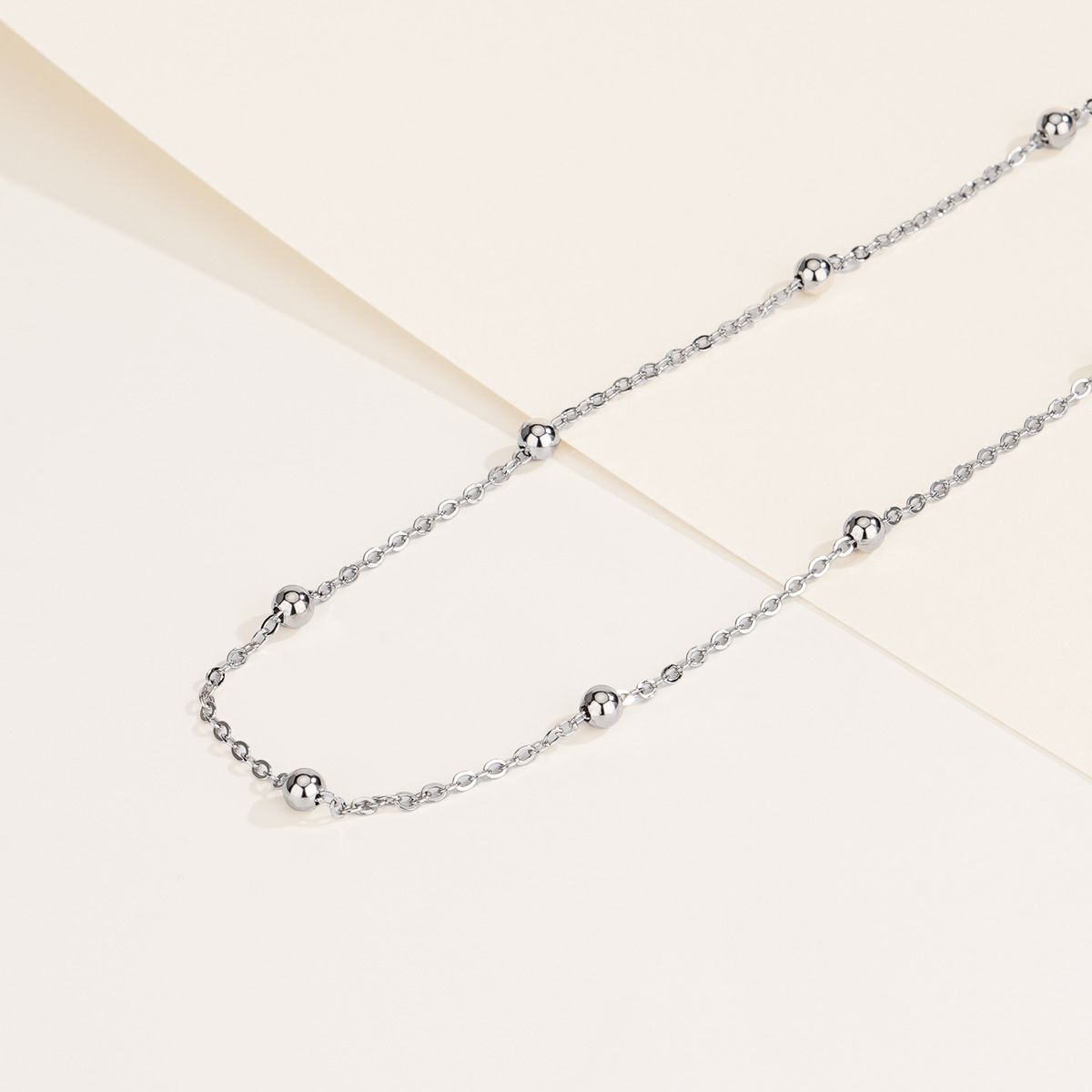 Cross-border Fashion S925 Sterling Silver Round Bead Snake Bone Chain Distinctive Simple Necklace Women's Stacked Short Clavicle Chain