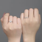 Po 999 Foot Silver Simple Square Zircon Couple's Ring Geometric Fashion Commuter Elegant Fresh Hand Decoration