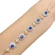 S925 silver inlaid simple fashion natural sapphire bracelet 4 * 5mm advanced sense design live broadcast supply