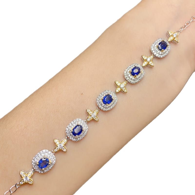 S925 silver natural sapphire bracelet 4 * 5mm advanced sense design