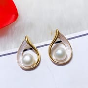 Natural Freshwater Pearl Earrings Water Drop Arc Drop Glaze Light Luxury High-grade Earrings New Chinese Style Elegant High-grade Earrings