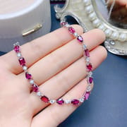 Natural magnesium aluminum garnet bracelet women's 925 silver inlaid magnesium aluminum garnet bracelet gift colorful treasure wholesale