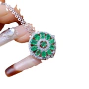 Fashionable natural emerald pendant 3 * 4mm women's pendant necklace 925 silver wholesale live broadcast supply