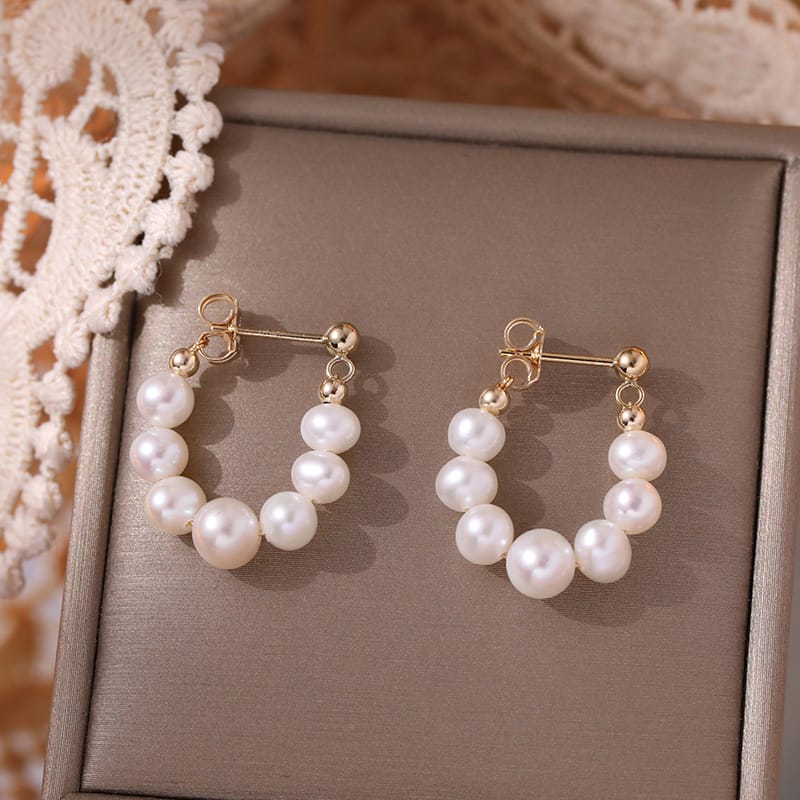 Natural Freshwater Pearl Silver Needle Earrings Simple Temperament Light Luxury High-end Sense Niche Ear Clip Female Girl Gift New Style