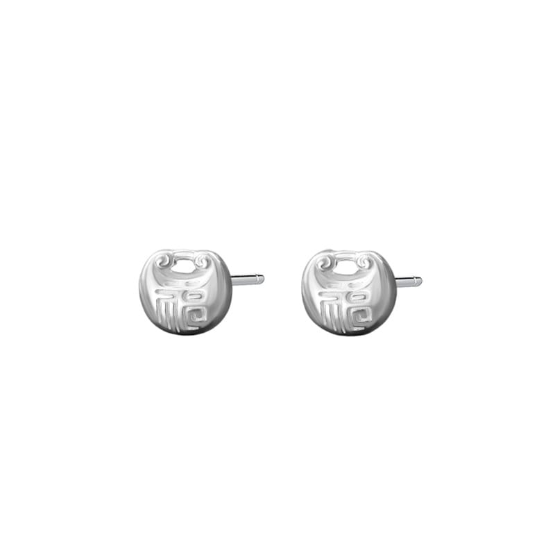 Original Po S999 Foot Silver Ancient Rhyme Modern Style Series Multi-Element Chinese Ancient Style Temperament Niche Earrings