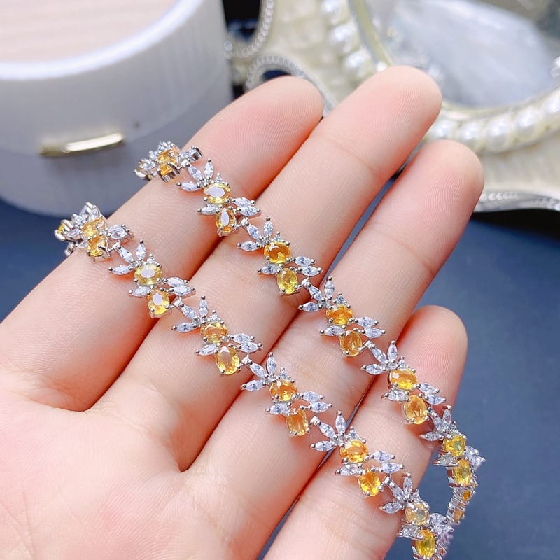 Natural sapphire bracelet girls 925 silver sapphire bracelet 3 * 4mm bare stone gift colorful treasure wholesale