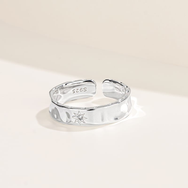 Cross-border Fashion S925 Sterling Silver Star Ring for Men and Women Can Wear Heavy Industry Irregular Design Ring