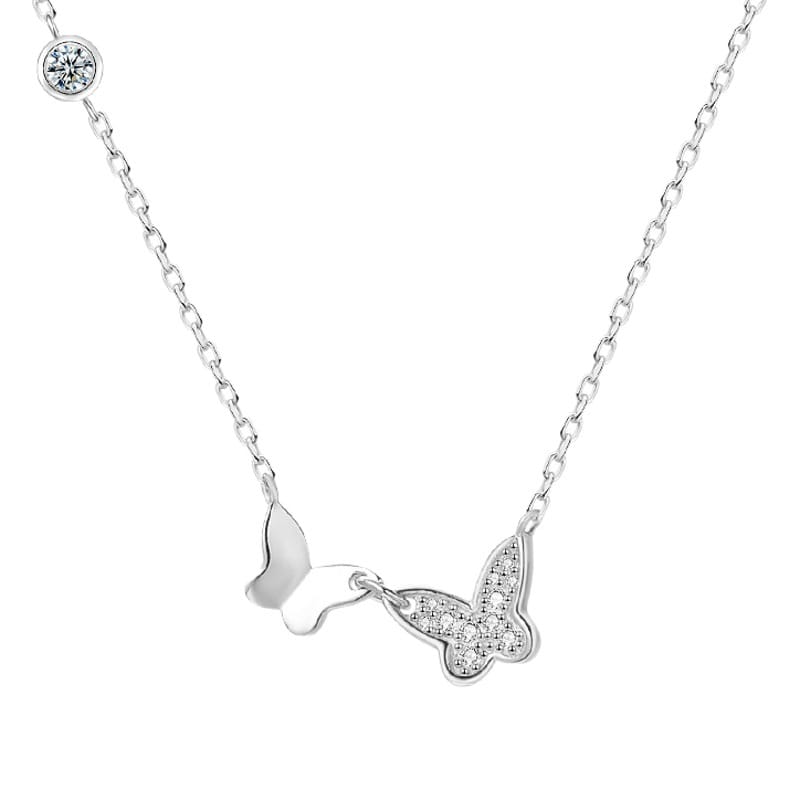 S999 pure silver light luxury butterfly necklace Mori gentle zircon clavicle chain gift for girlfriend New