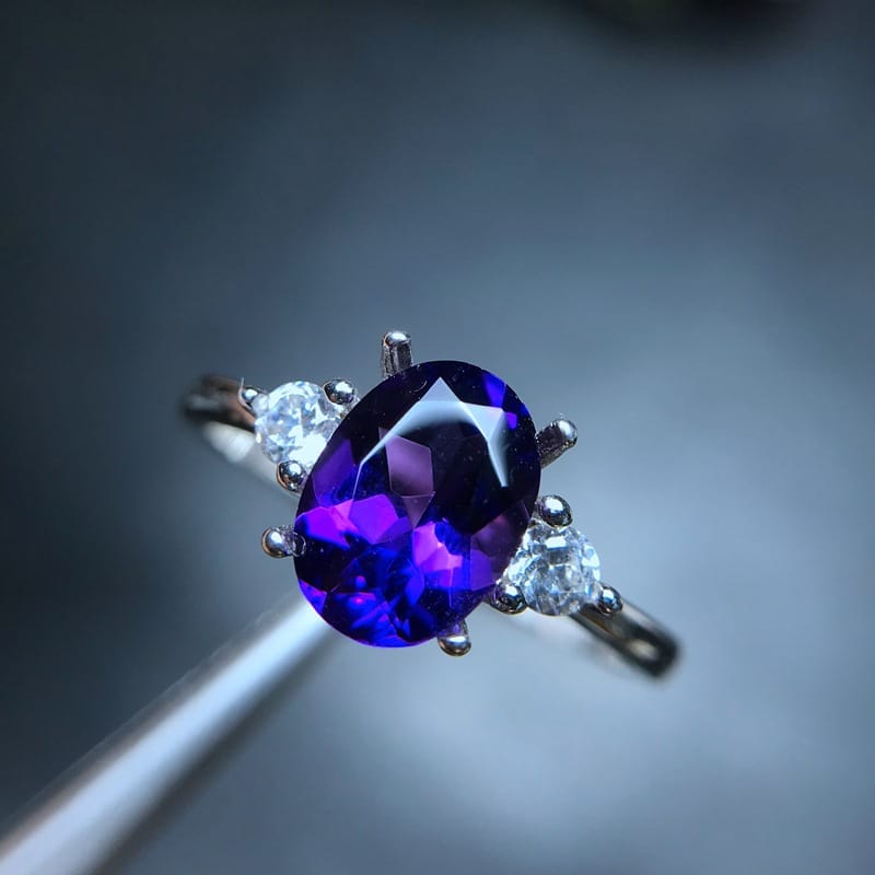 Simple style Japanese and Korean light version 925 silver amethyst ring wholesale factory to receive various orders